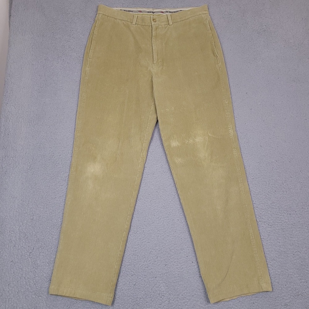 Tommy Bahama Pants Mens 35x32 Brown Tan Silk Blend Corduroy Flat Front Chino